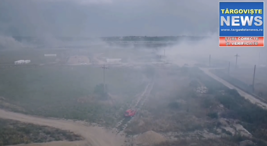 VIDEO: Câmpul dintre Cuparu și Găești a luat foc